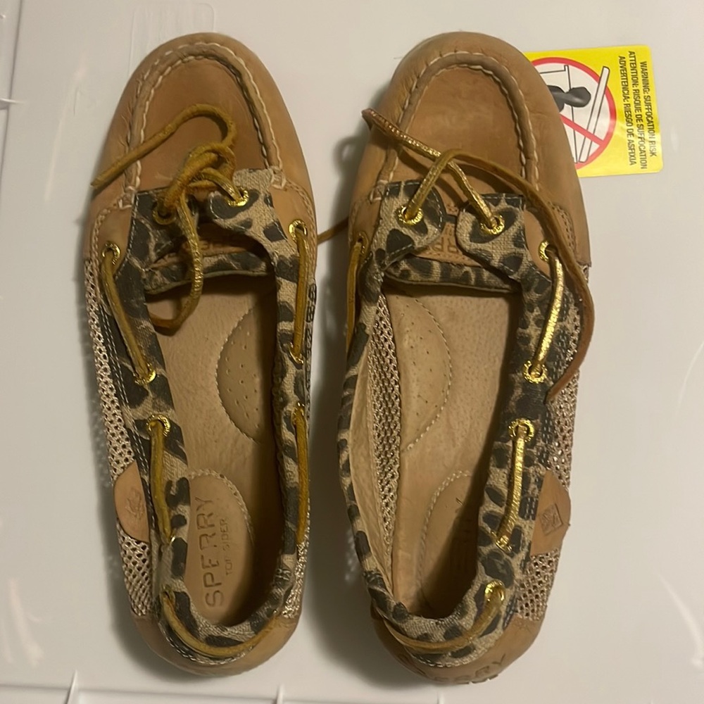 Womens sperry flats beige and leopard size 7